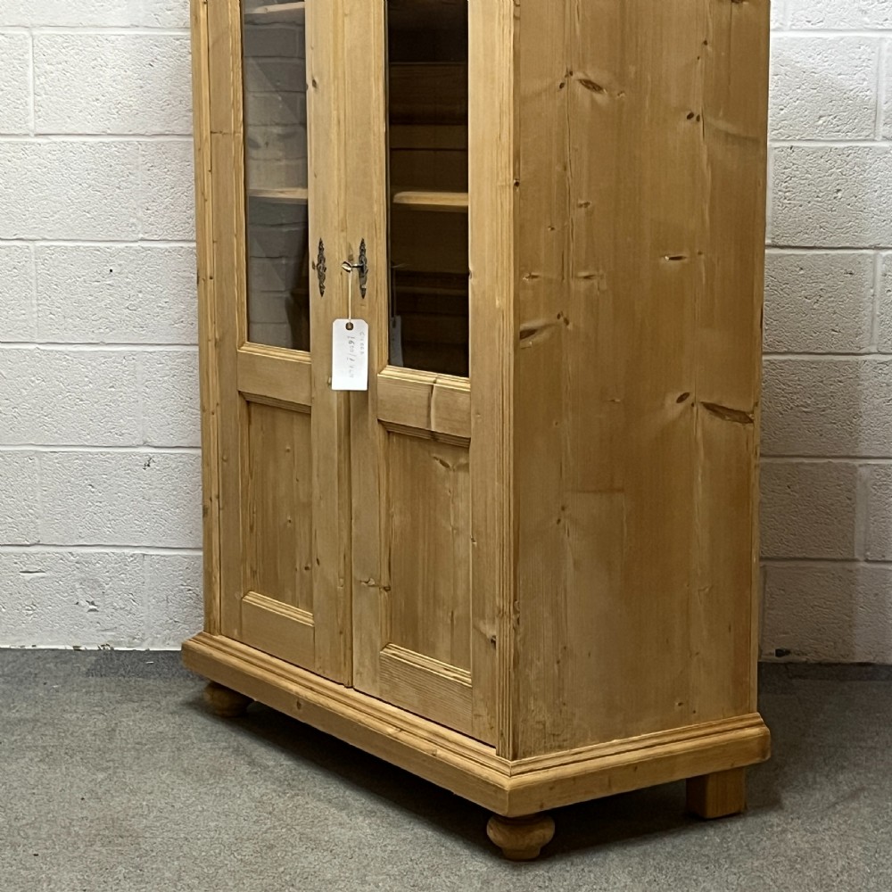 Large Glazed Antique Pine Display Cabinet View V