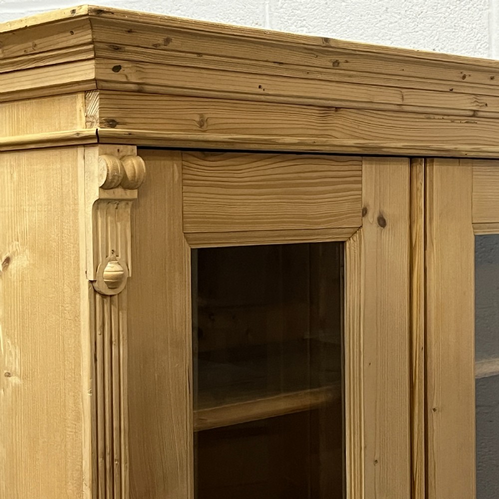 Large Glazed Antique Pine Display Cabinet View VII