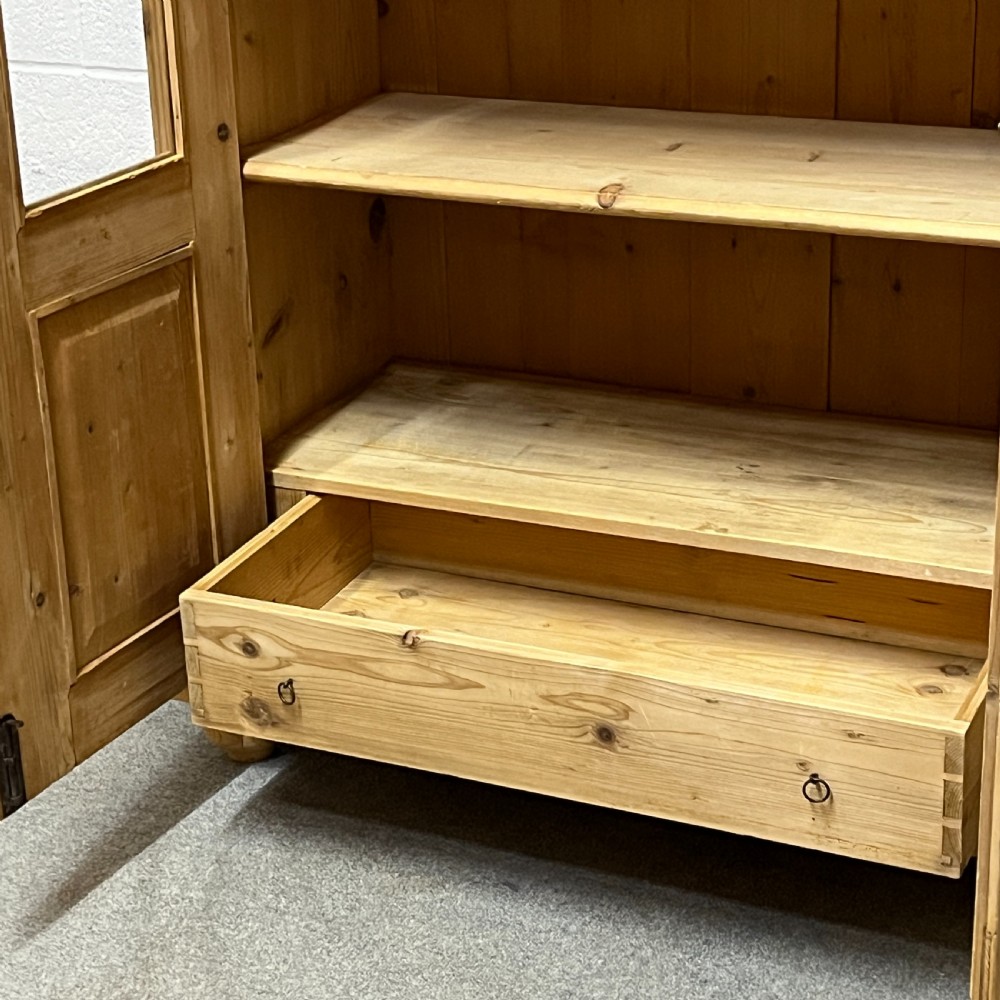 Large Glazed Antique Pine Display Cabinet View X