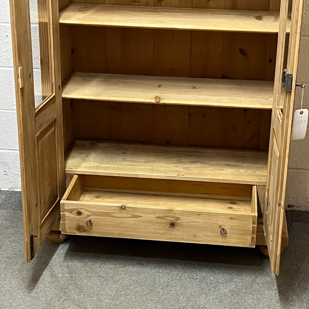Large Glazed Antique Pine Display Cabinet View XI