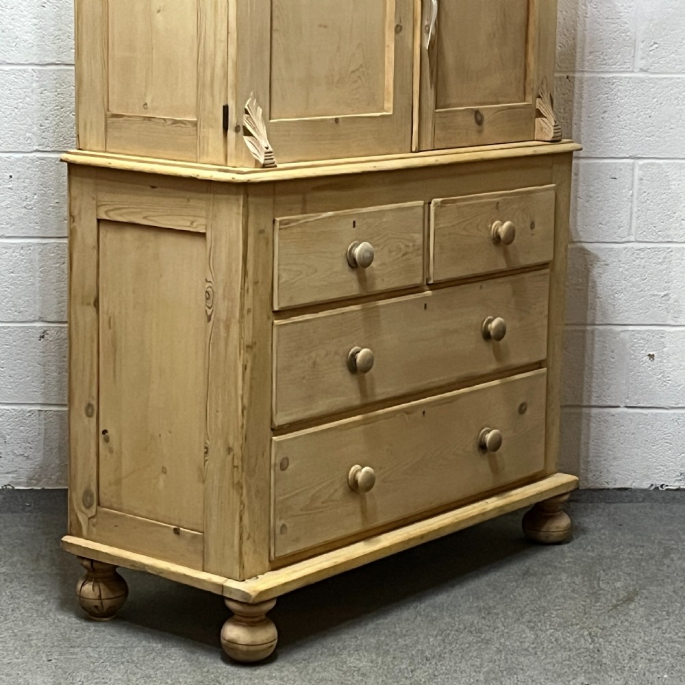 Large Old Scottish Pine Linen Press View V