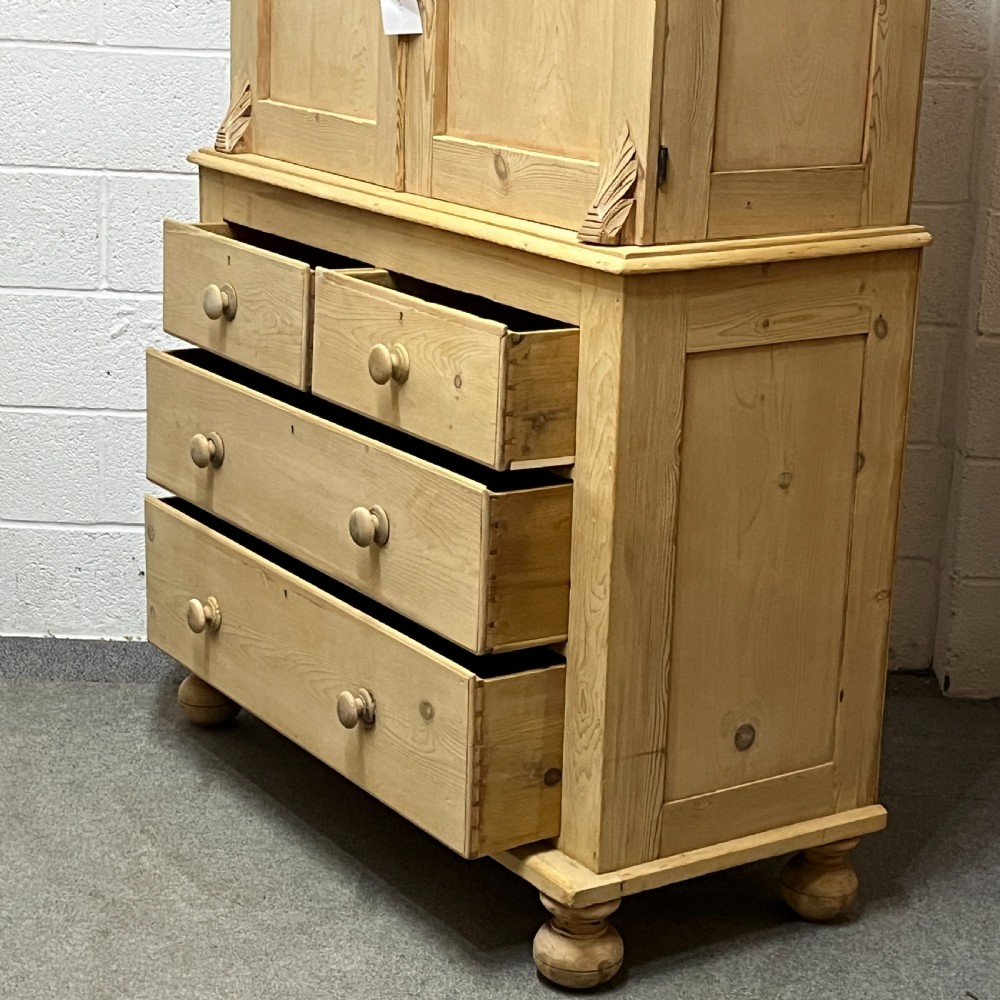 Large Old Scottish Pine Linen Press View VI