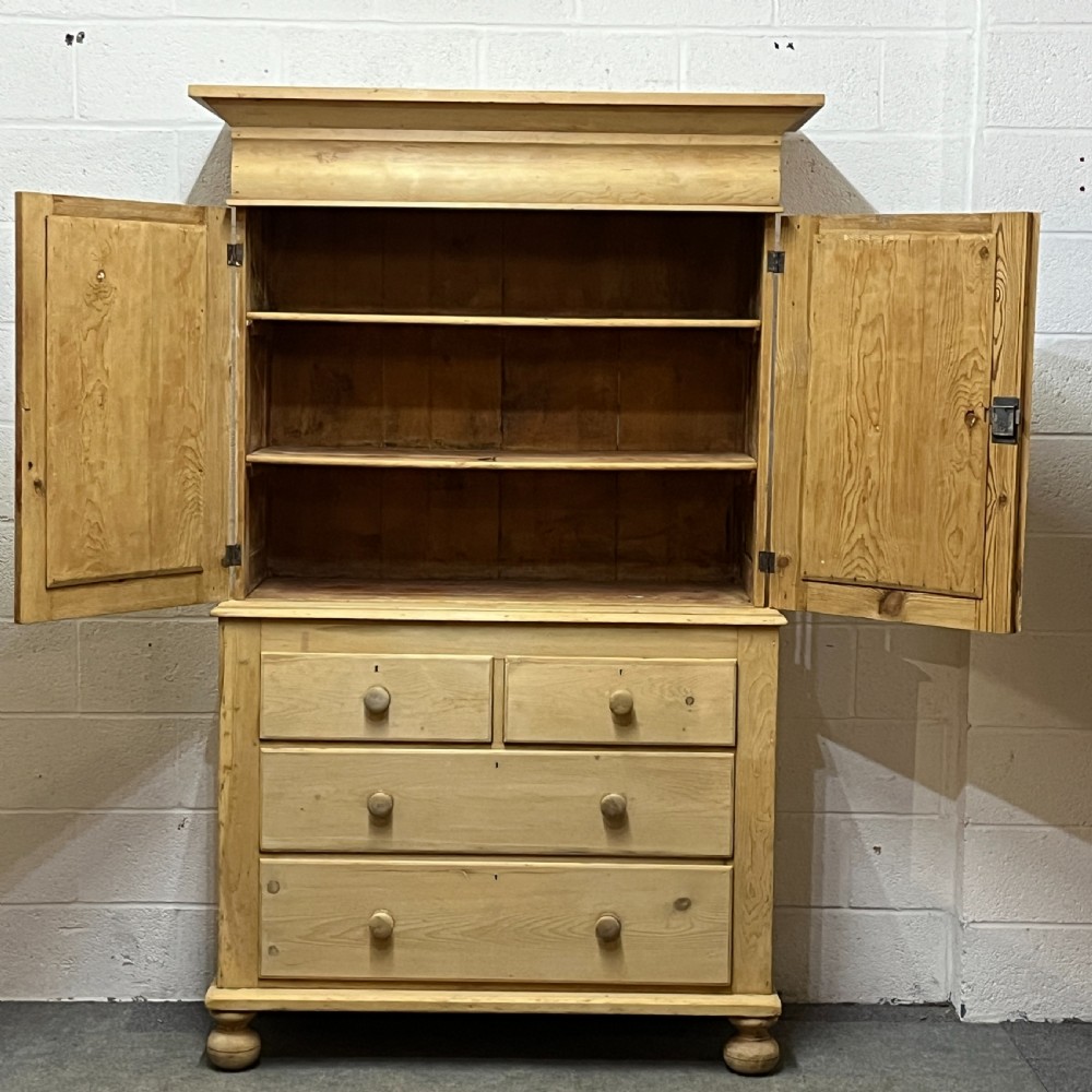 Large Old Scottish Pine Linen Press View VIII