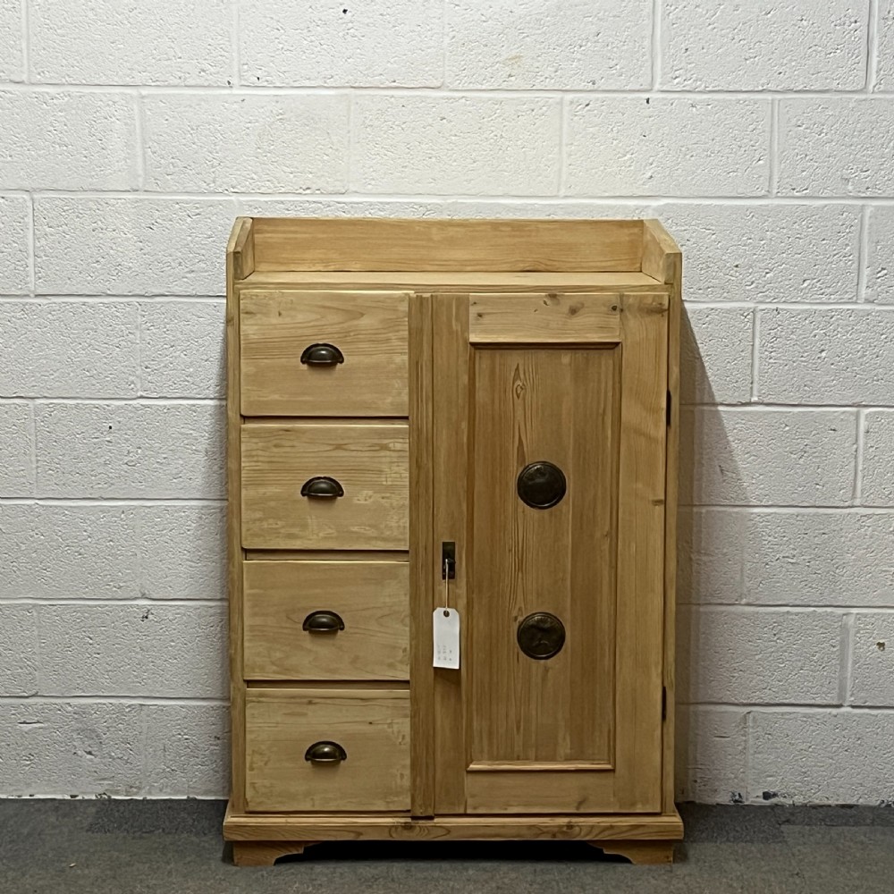 Antique Pine Larder Cupboard With Drawers 