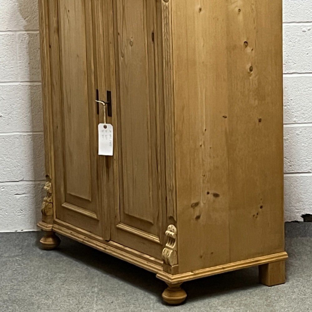 Tall Antique Pine Cupboard Mirror Top View V