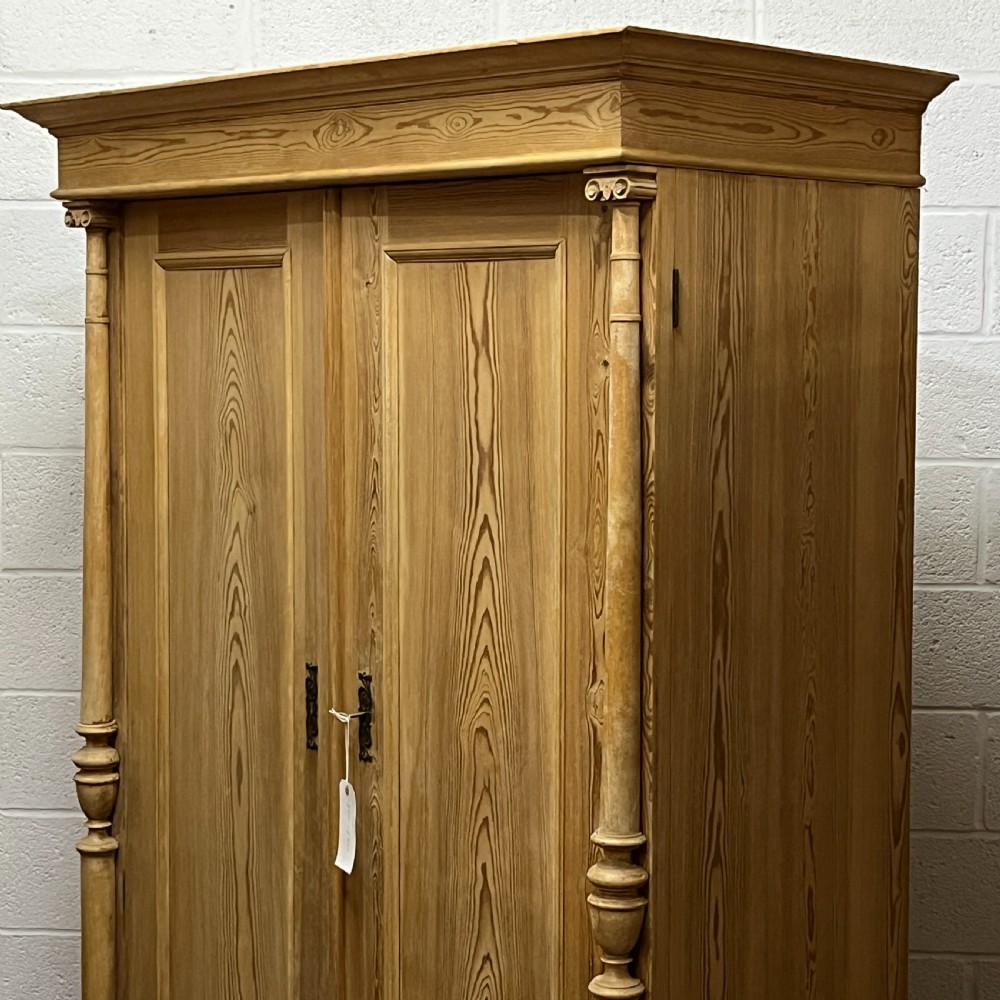 Small Antique Pine Double Wardrobe With Bottom Drawer View IV