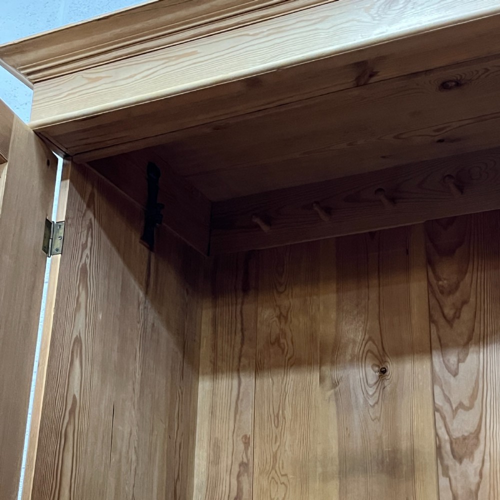 Small Antique Pine Double Wardrobe With Bottom Drawer View VIII