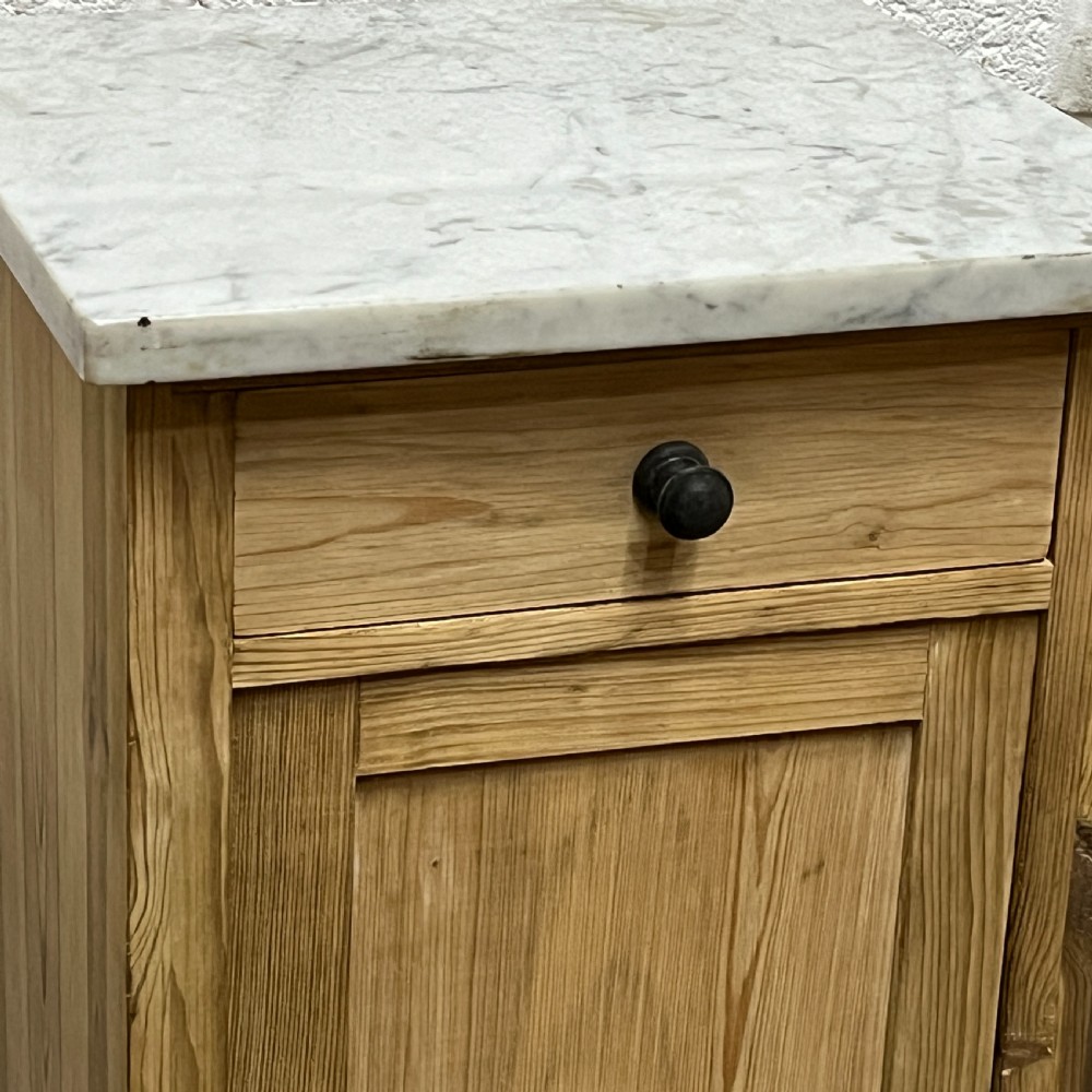 Pair Of Marble Top Antique Pine Bedside Cupboards View V