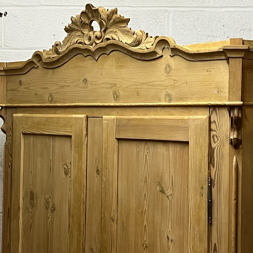 Large Decorative Antique Pine Double Wardrobe (Dismantles) View X