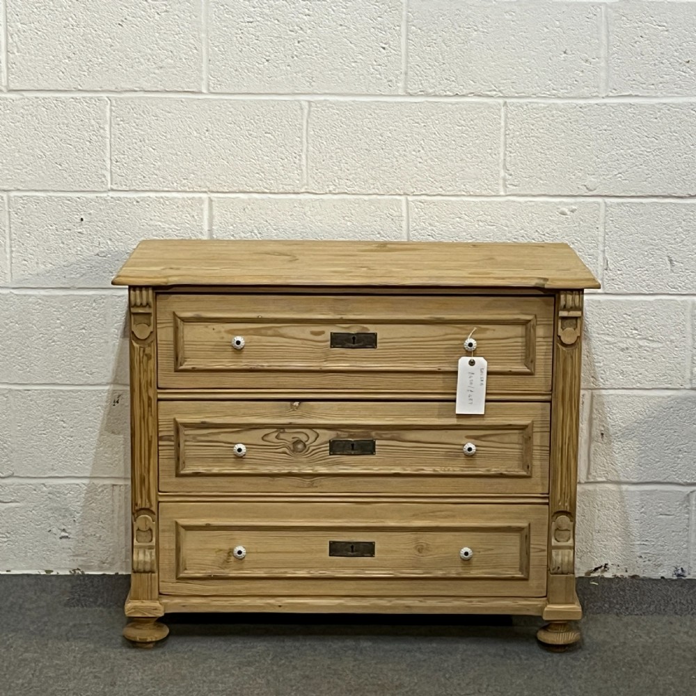 Antique Pine Chest Of 3 Drawers