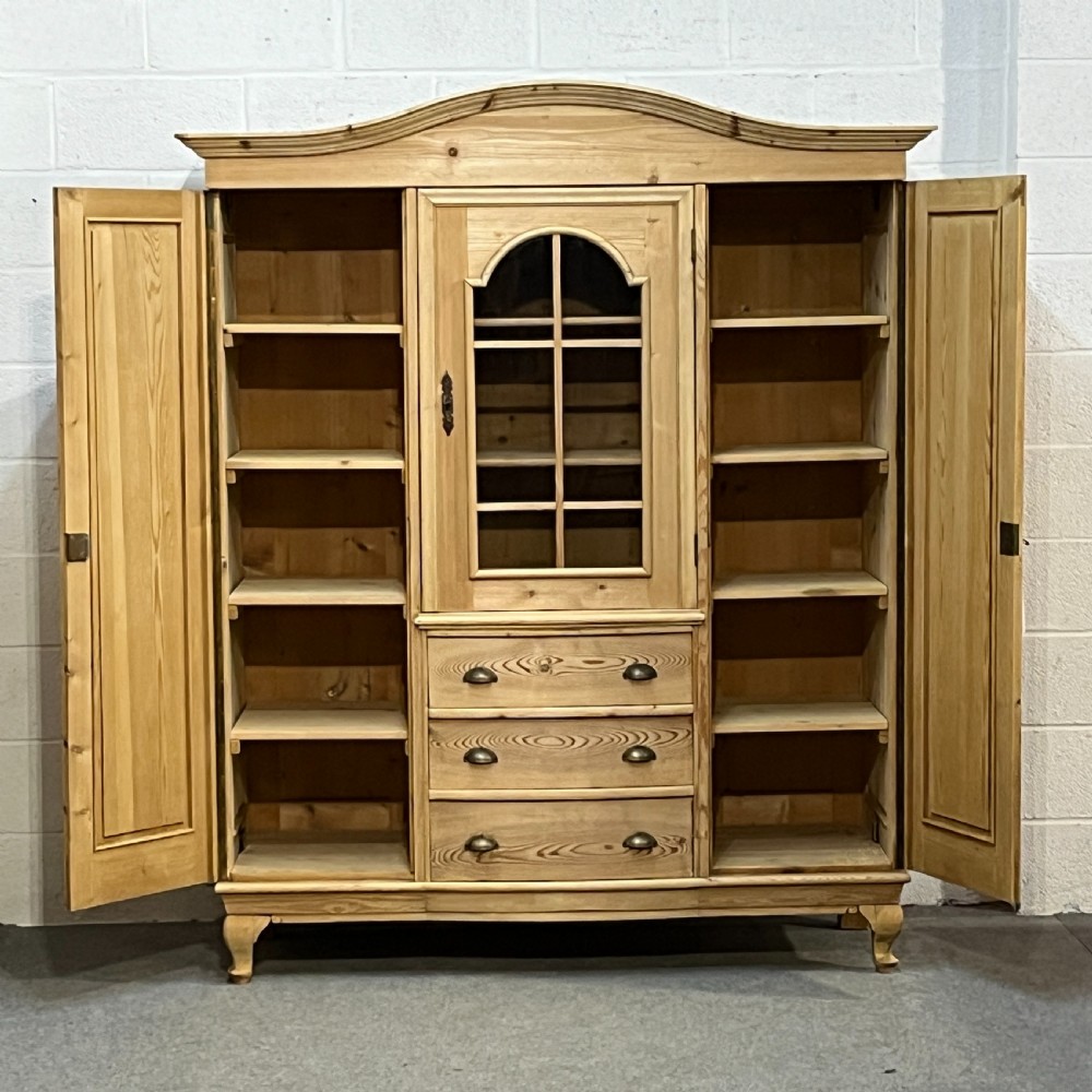 Large Antique Pine Bedroom Unit With Drawers  View II