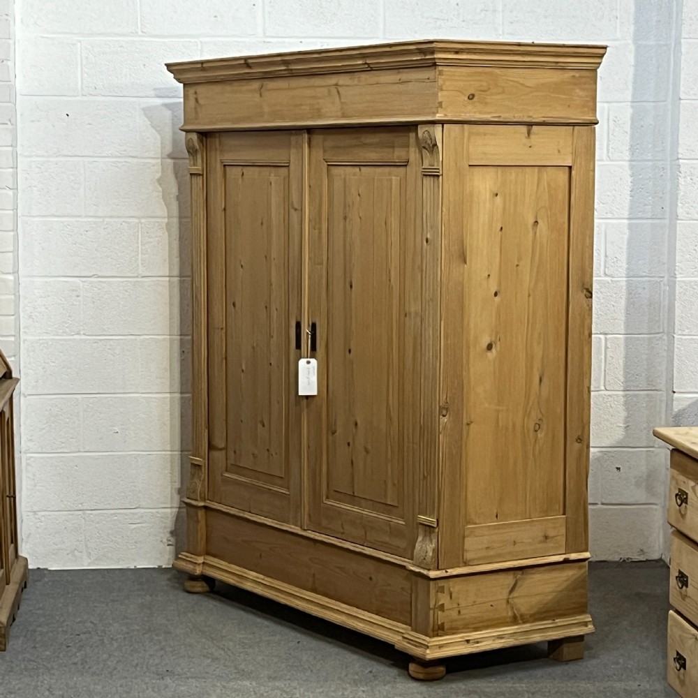 Large Double Antique Pine Wardrobe (Dismantles) View II