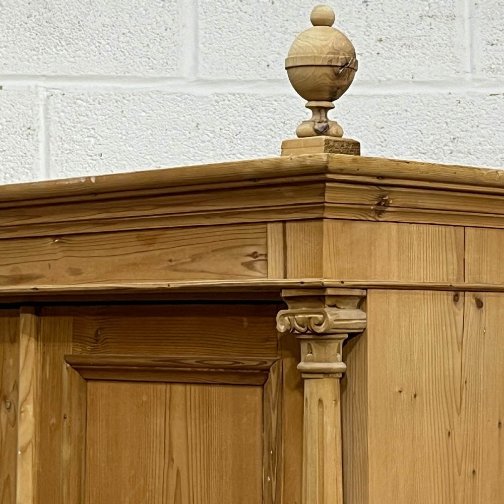 Small Column Antique Pine Double Wardrobe With Bottom Drawer View XIII