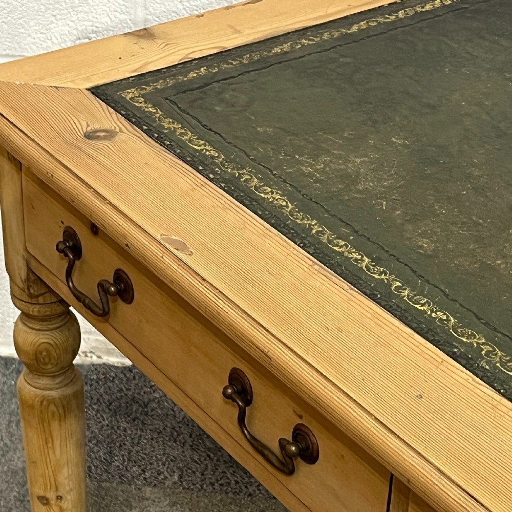 Edwardian Pine 2 Drawer Writing Table With Leather Insert  View IV