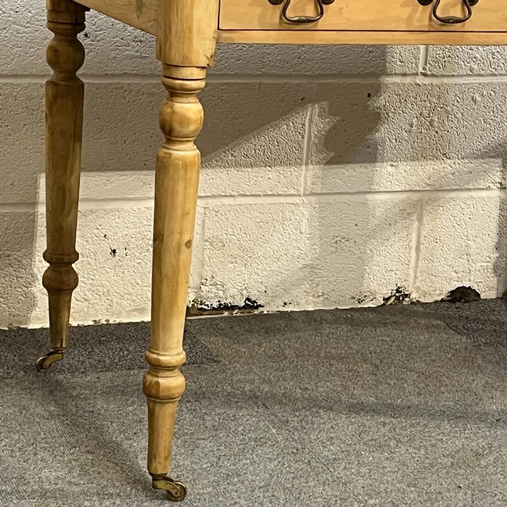Edwardian Pine 2 Drawer Writing Table With Leather Insert  View VII