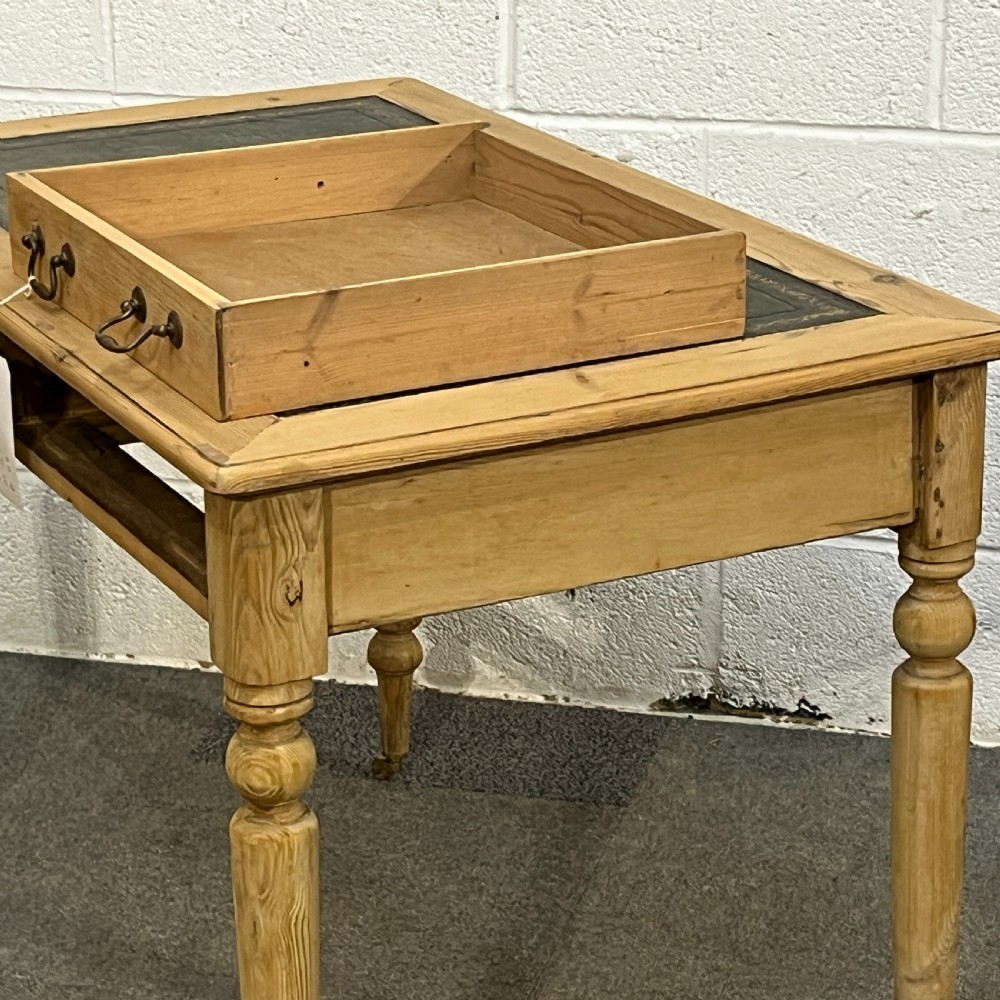 Edwardian Pine 2 Drawer Writing Table With Leather Insert  View VIII