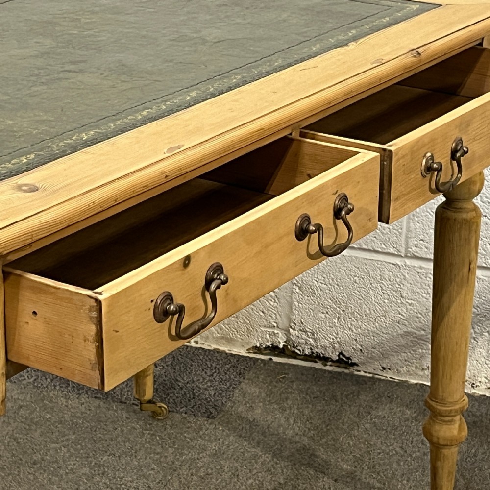 Edwardian Pine 2 Drawer Writing Table With Leather Insert  View IX