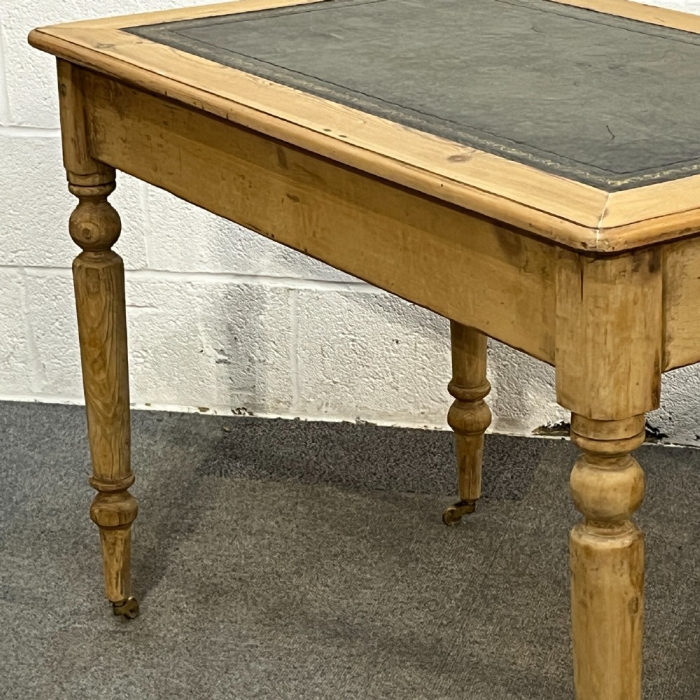 Edwardian Pine 2 Drawer Writing Table With Leather Insert  View XI