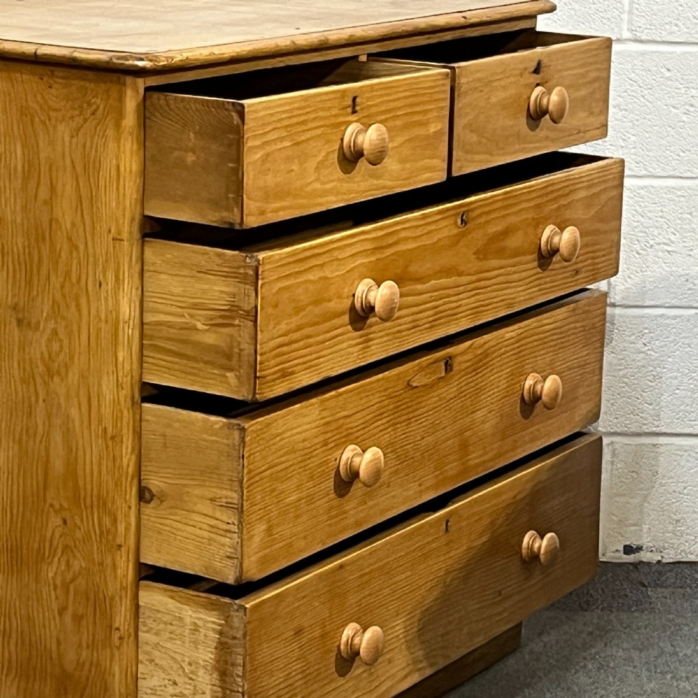 Large Waxed Victorian Pine Chest Of Drawers View VI