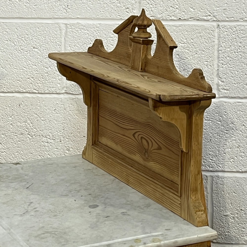 Small Antique Pine Marble Top Bathroom Cupboard View V