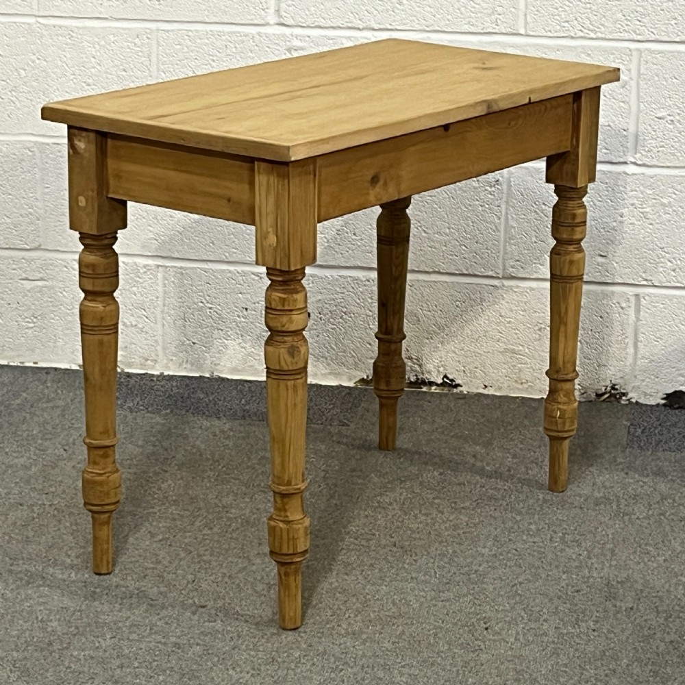 Small Old Pine Turned Leg Side Table View VI