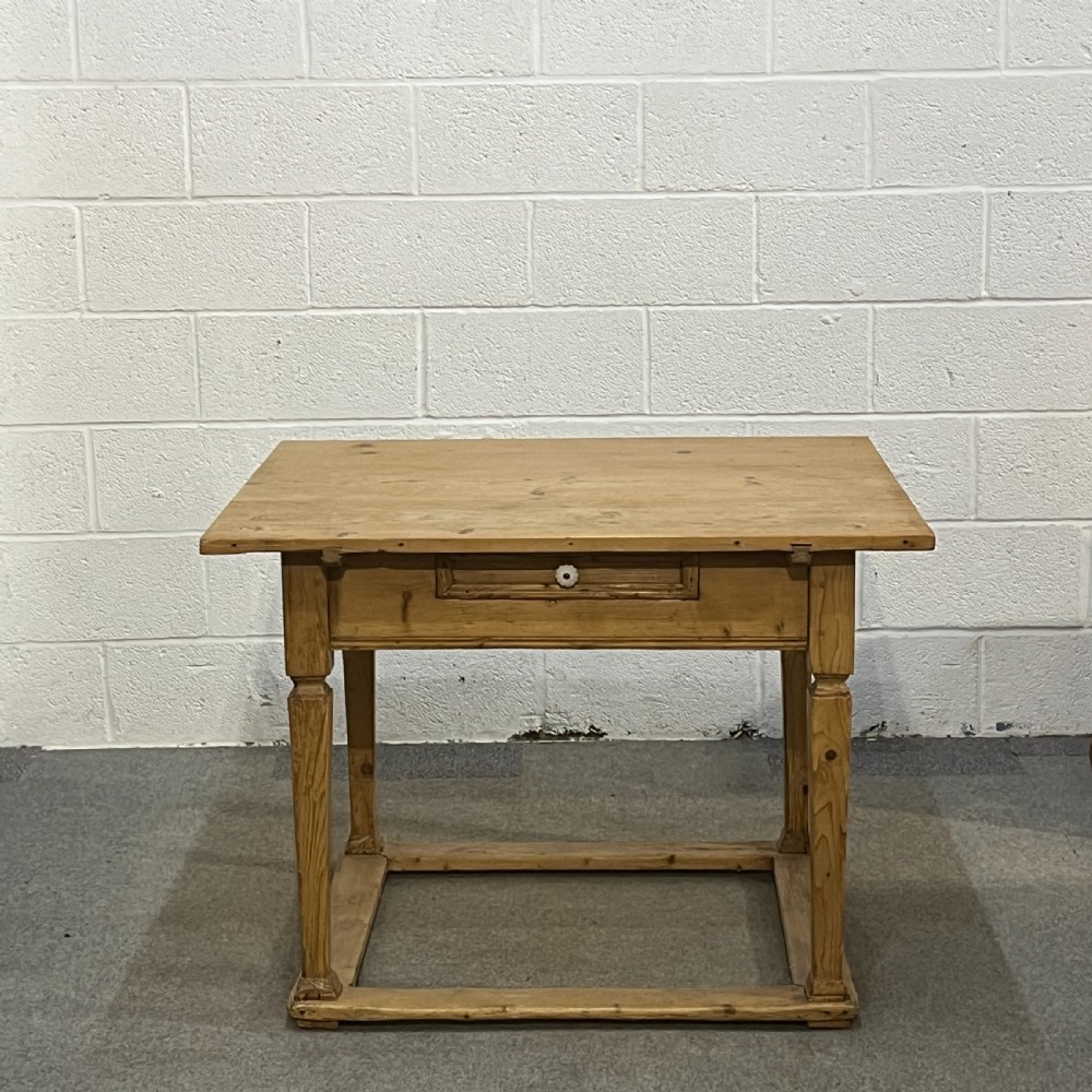 Old Czech Pine Table With Drawer 
