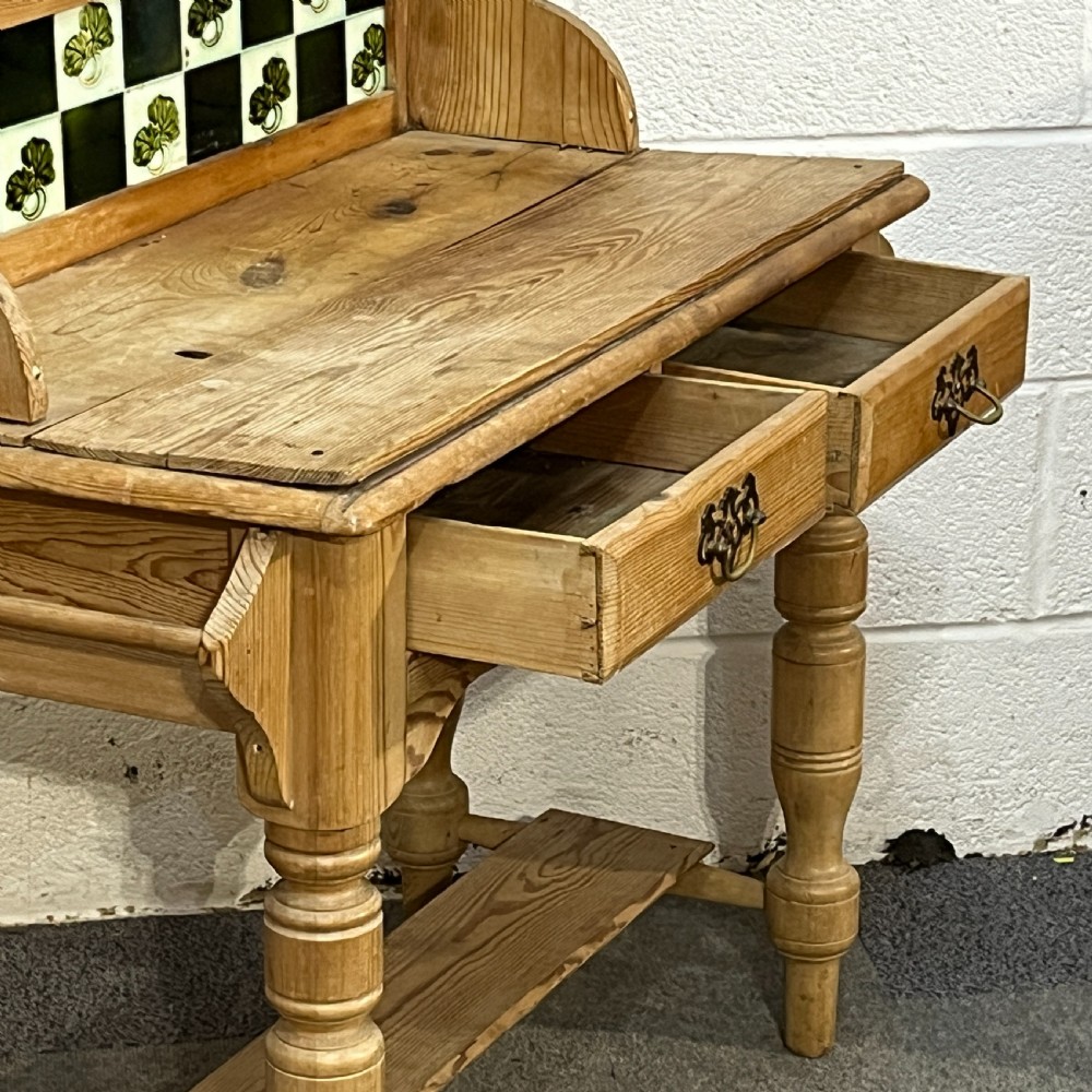 Victorian Pine Tiled Washstand View V