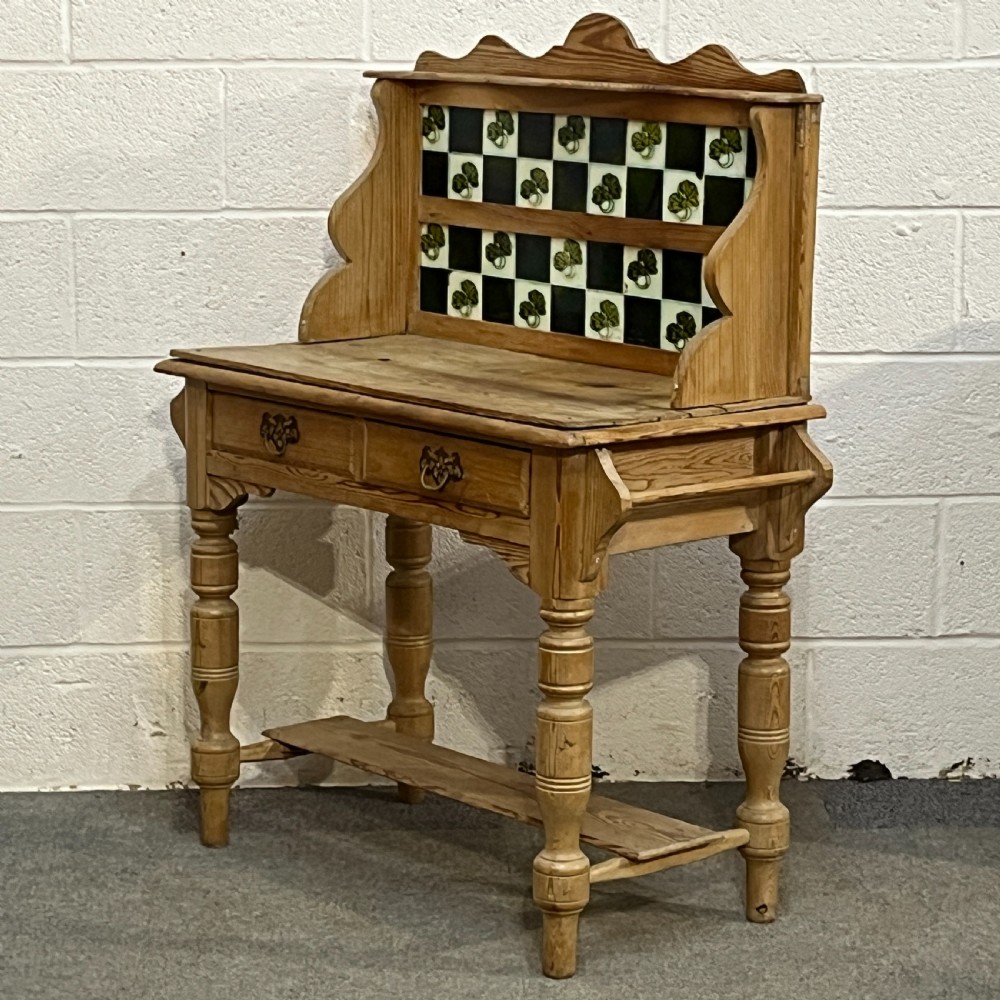Victorian Pine Tiled Washstand View X