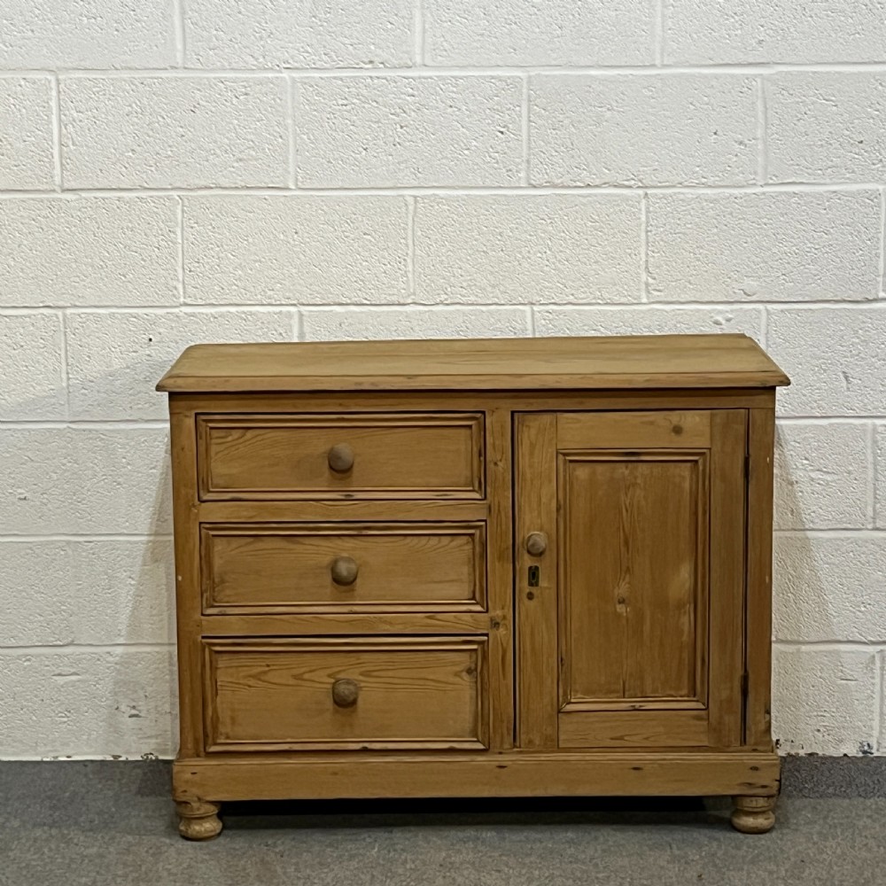 Old English Pine Single Door Cupboard With Drawers