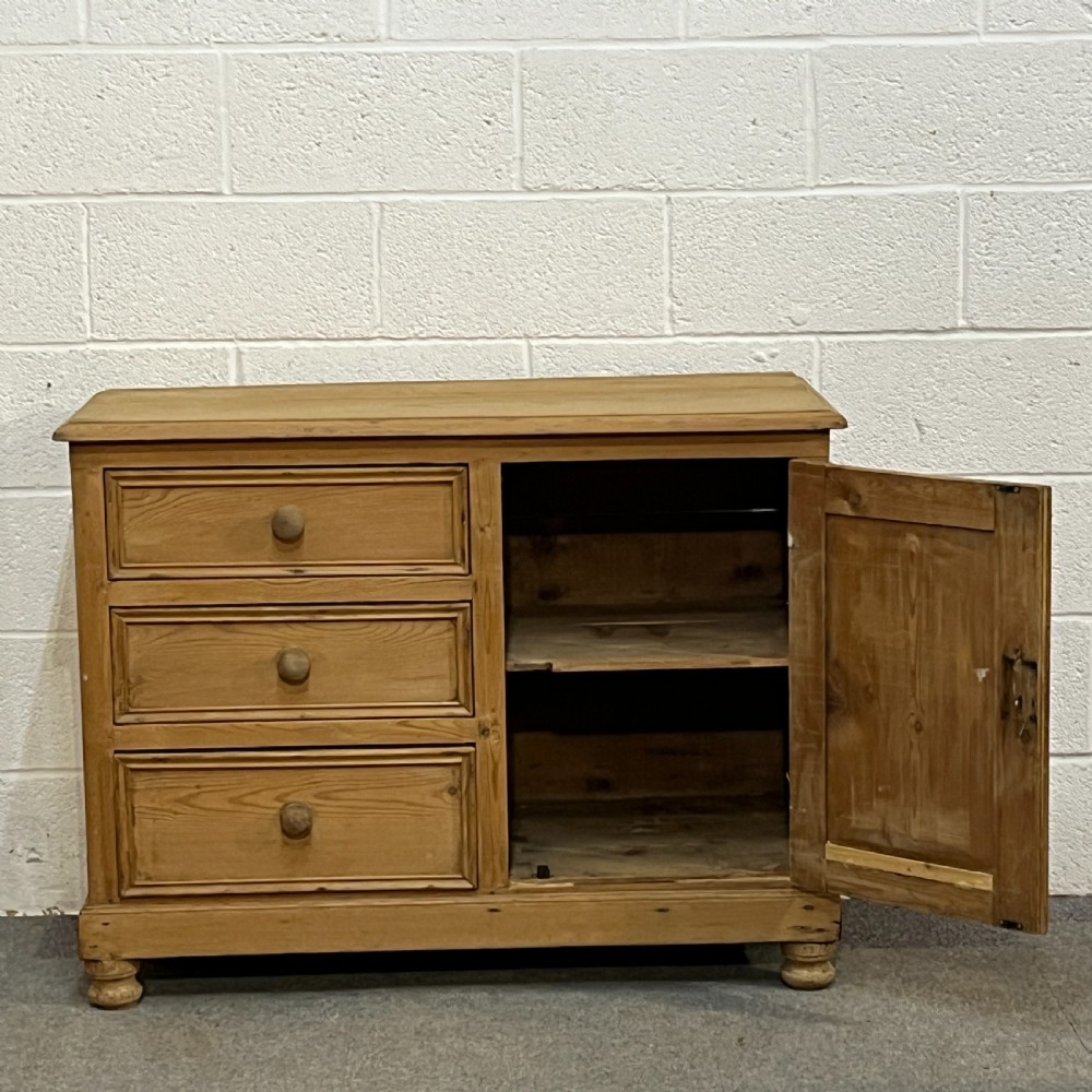 Old English Pine Single Door Cupboard With Drawers View III