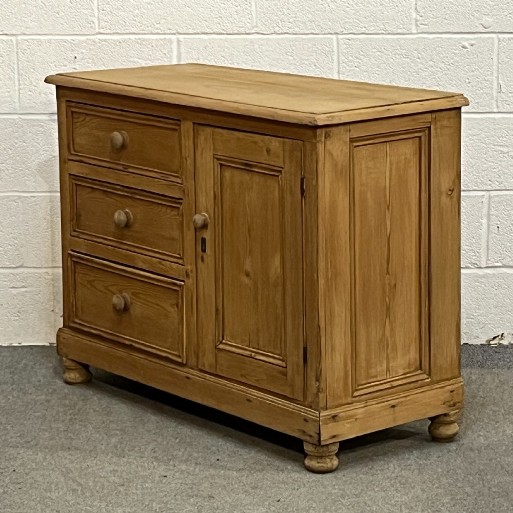 Old English Pine Single Door Cupboard With Drawers View VI