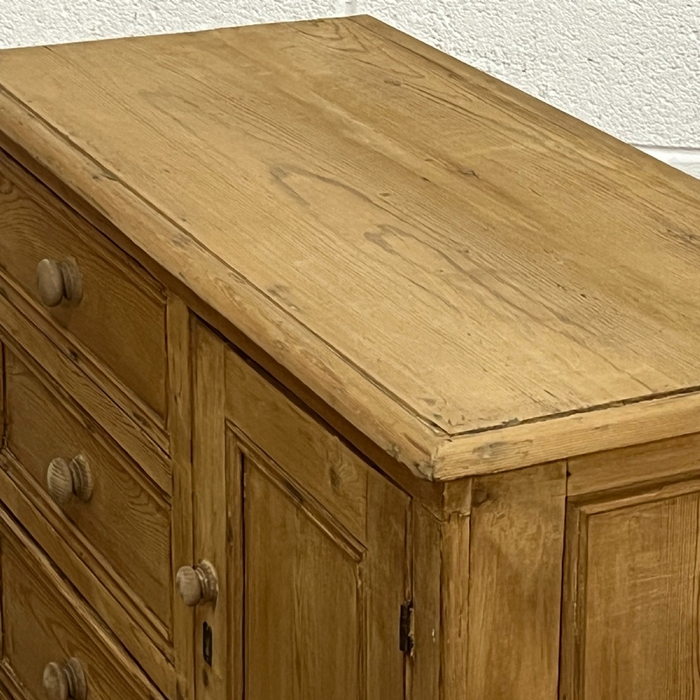 Old English Pine Single Door Cupboard With Drawers View IX