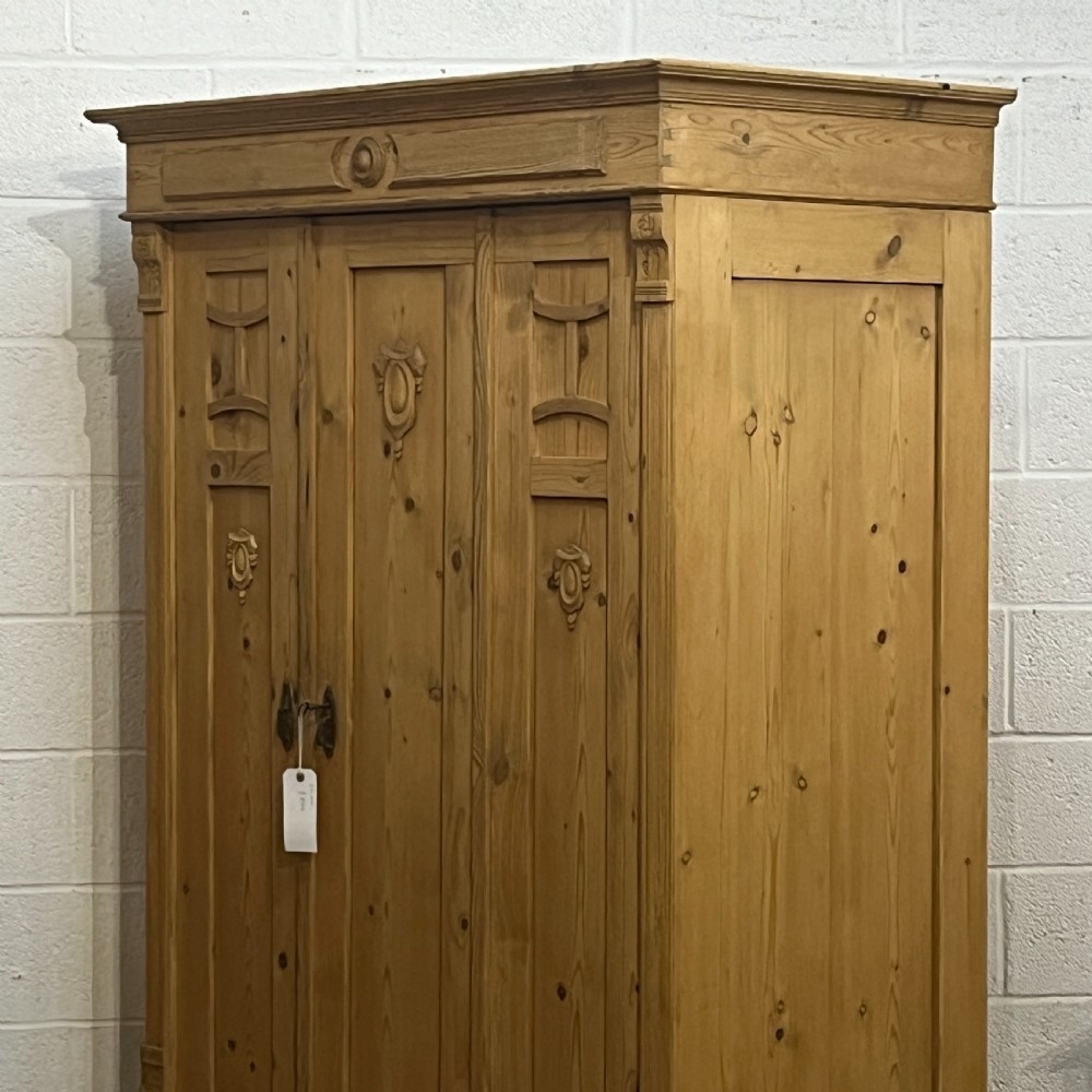 Small Antique Pine Double Wardrobe (Dismantles) View IV