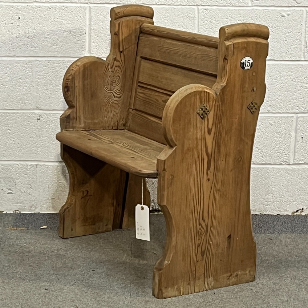 Small Old English Pine Church Pew Seat