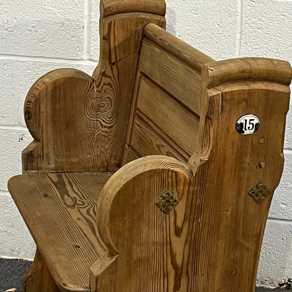 Small Old English Pine Church Pew Seat View IV
