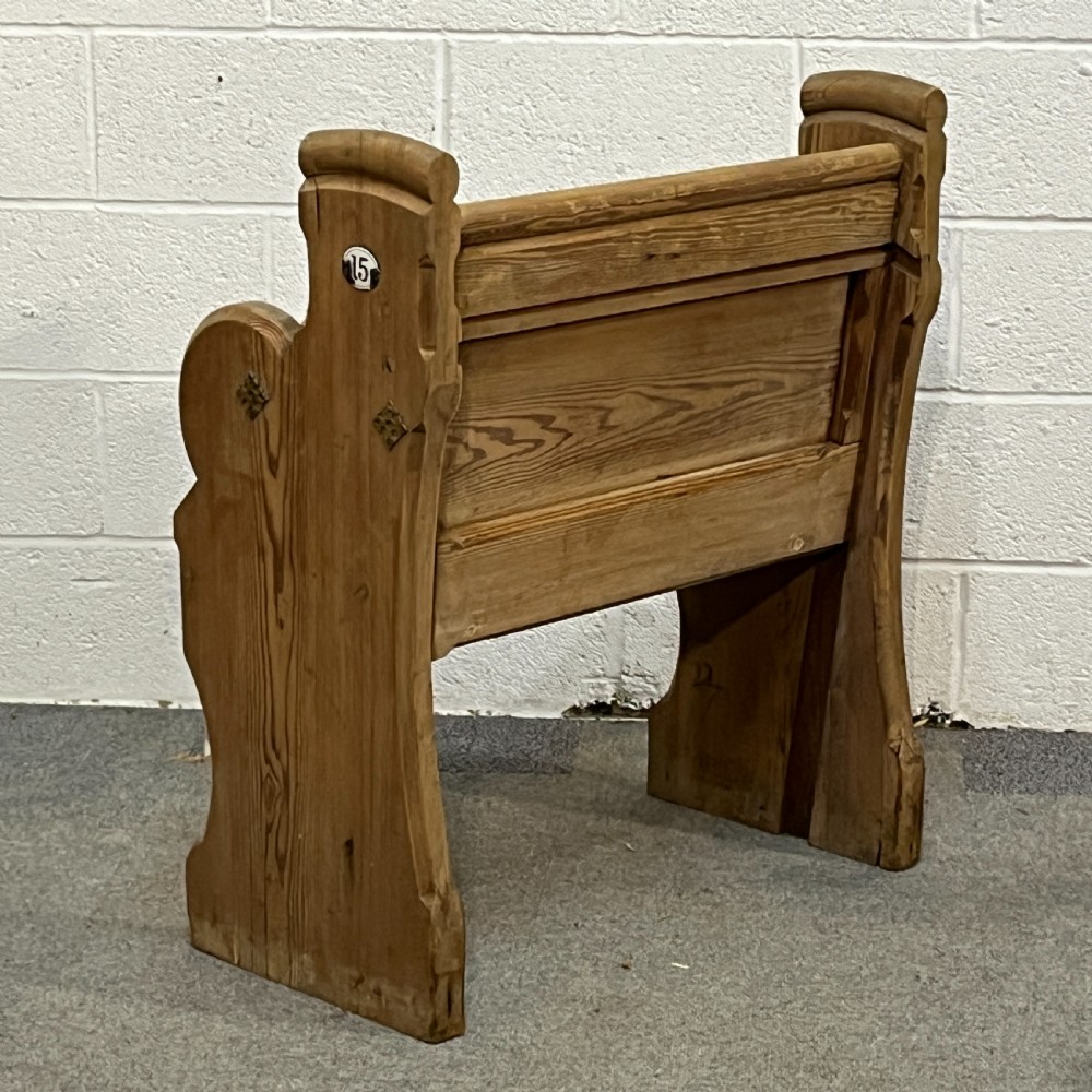 Small Old English Pine Church Pew Seat View V