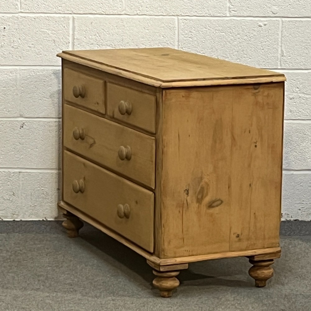 Small English Antique Pine 2 Over 2 Chest Of Drawers View II