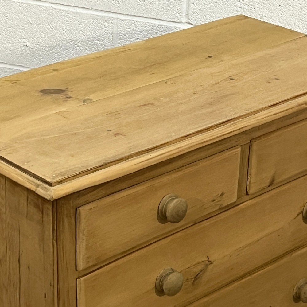 Small English Antique Pine 2 Over 2 Chest Of Drawers View IV