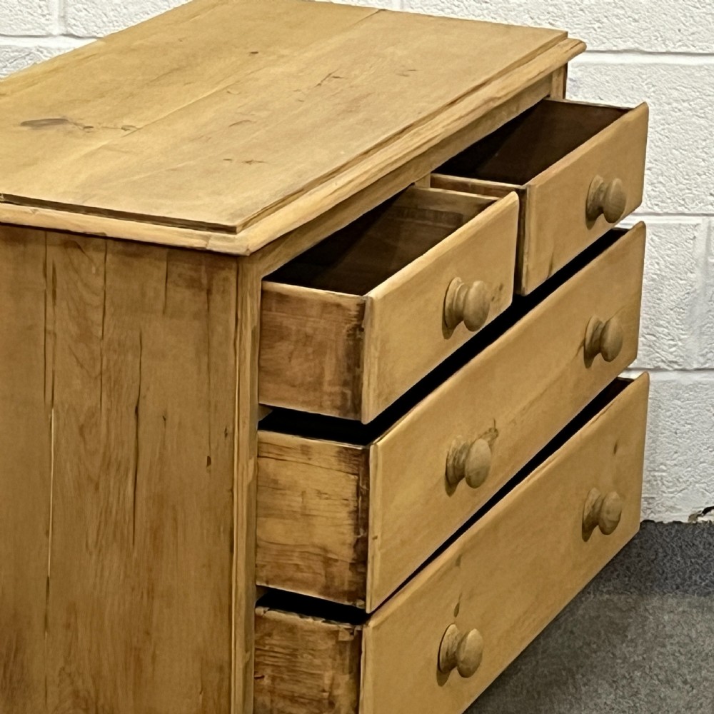 Small English Antique Pine 2 Over 2 Chest Of Drawers View VI