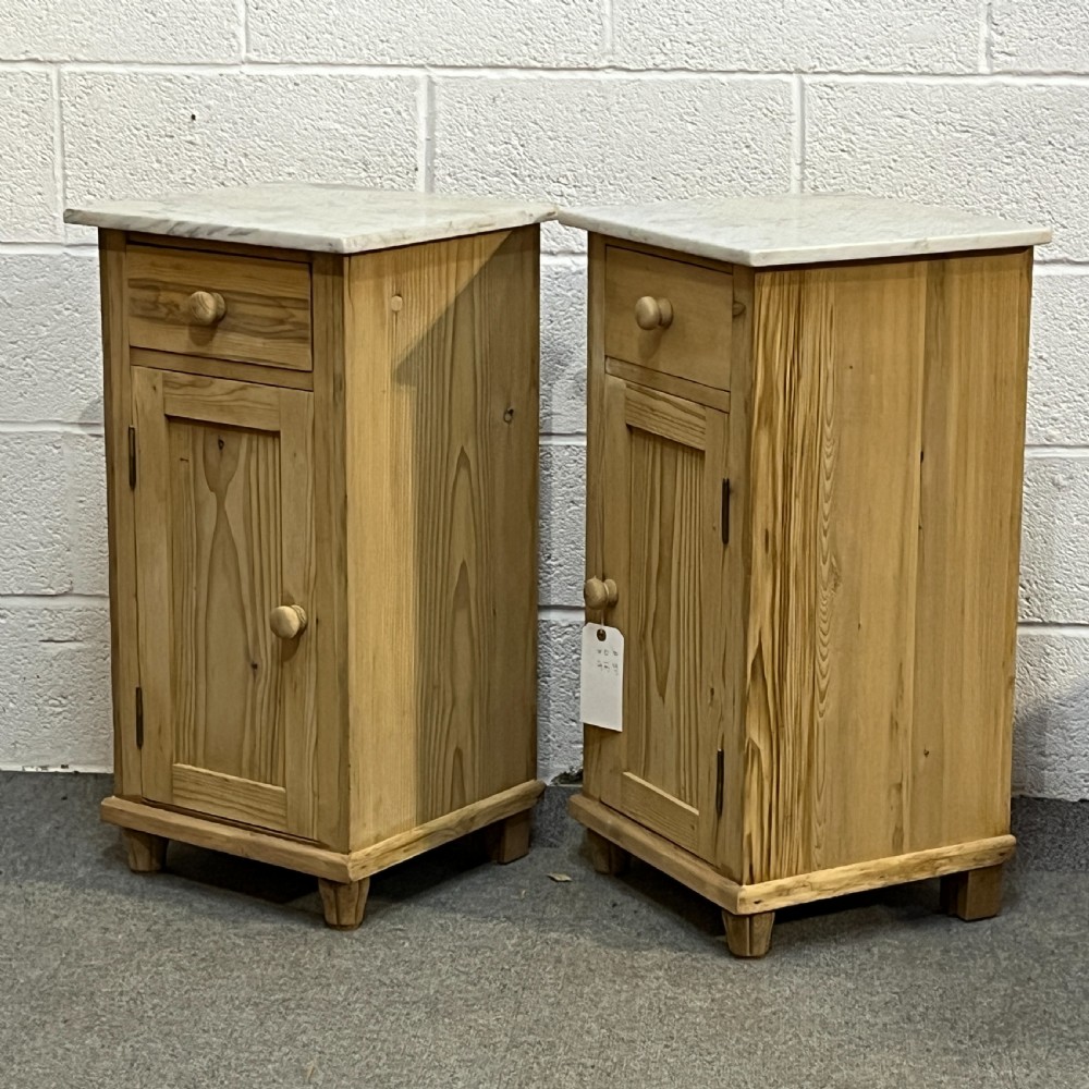 Pair Of 1930’s Marble Top Bedside Cupboards View II
