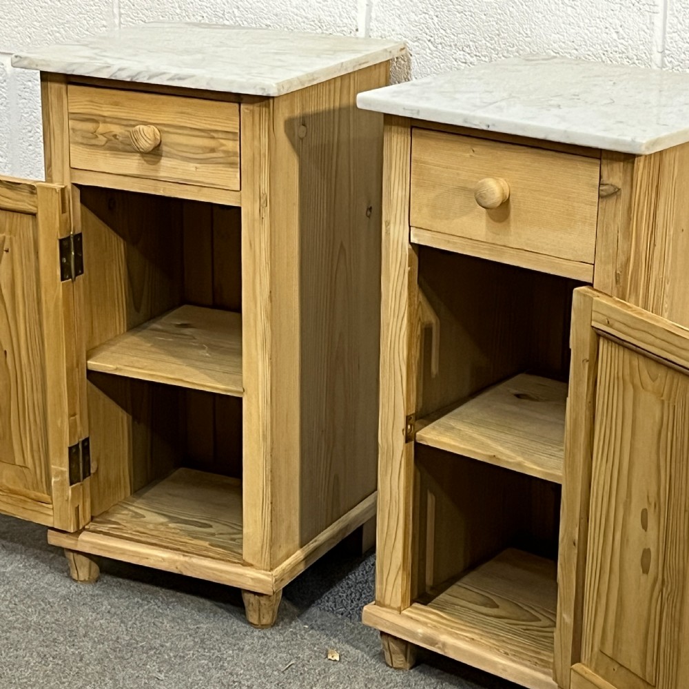 Pair Of 1930’s Marble Top Bedside Cupboards View V