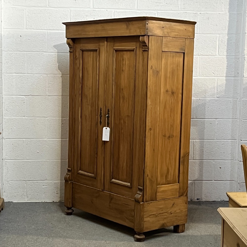 Small Double Antique Pine Wardrobe (Dismantles) View II