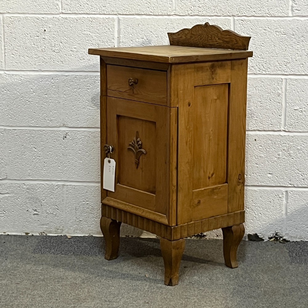 1930's Waxed Pine Bedside Cupboard View II