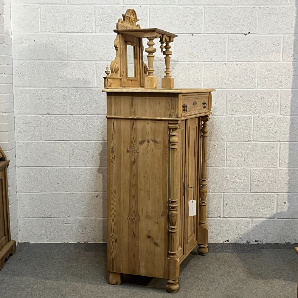 Tall Slim Decorative Antique Pine Cupboard View III
