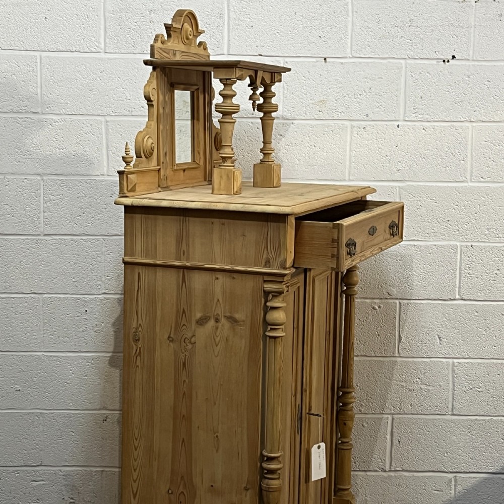 Tall Slim Decorative Antique Pine Cupboard View IV