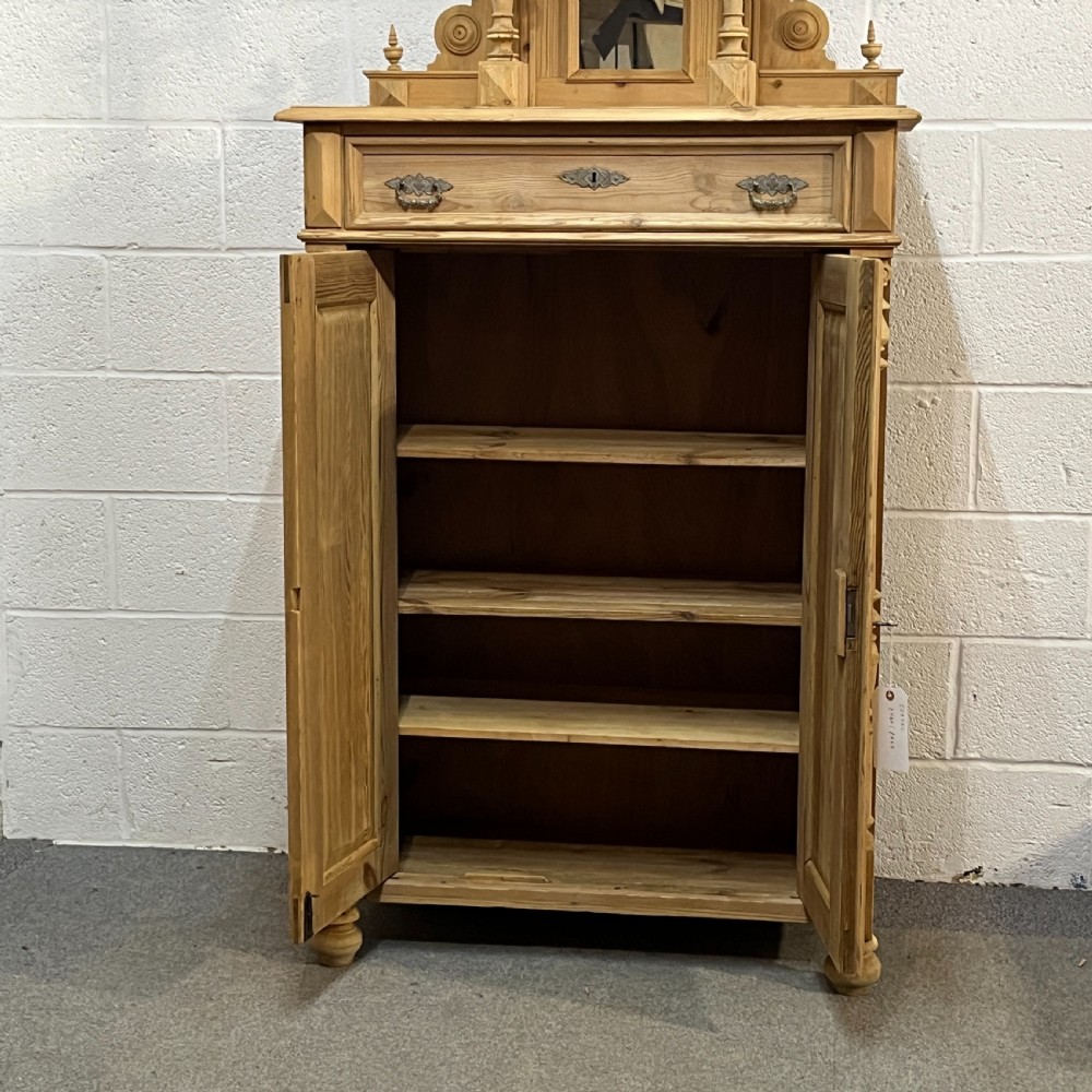 Tall Slim Decorative Antique Pine Cupboard View VIII
