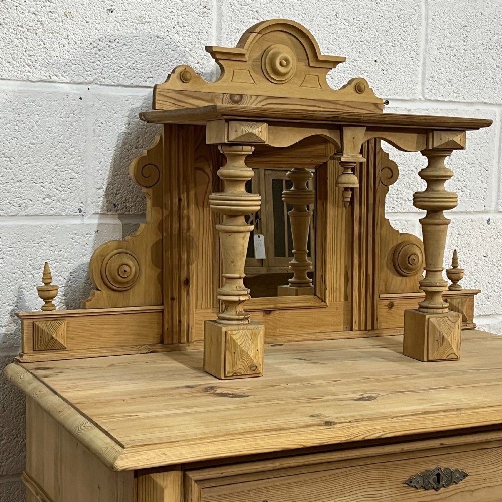 Tall Slim Decorative Antique Pine Cupboard View X