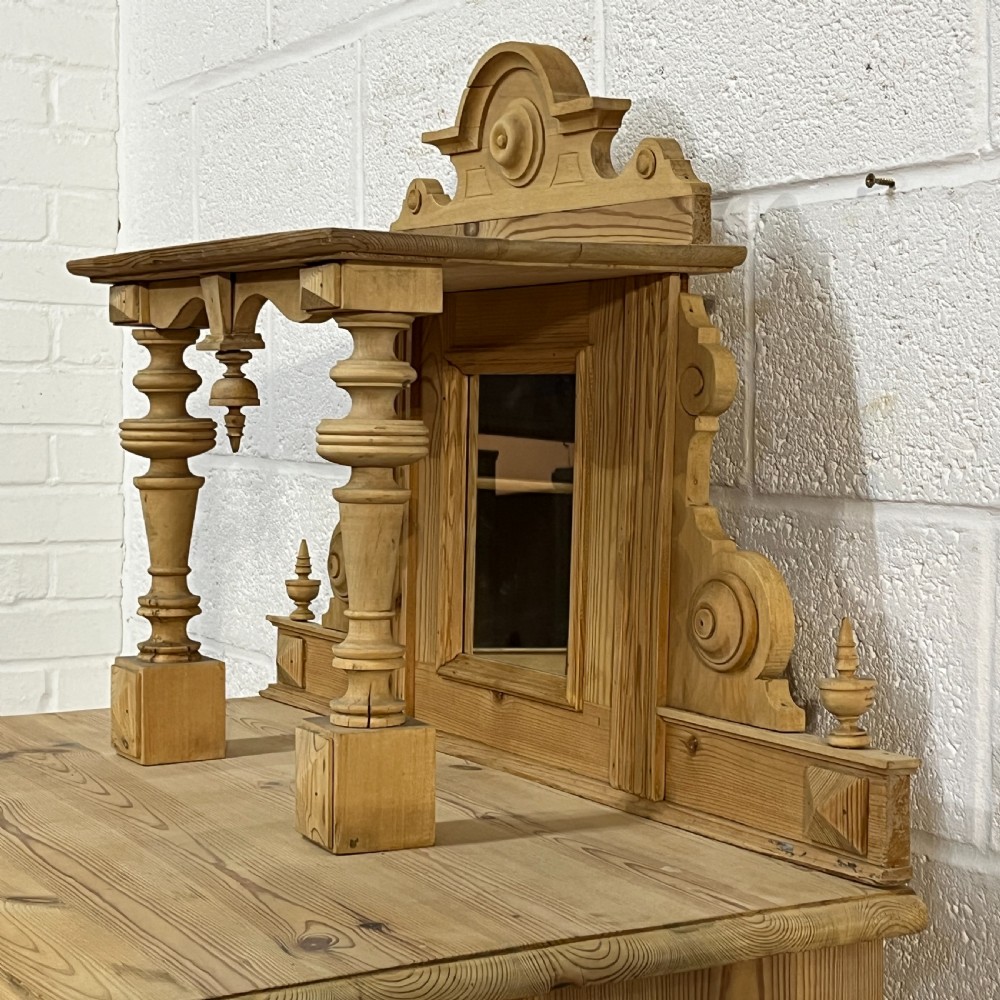 Tall Slim Decorative Antique Pine Cupboard View XI