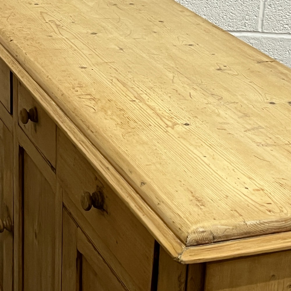 Large Old English Pine 3 Drawer Sideboard View X
