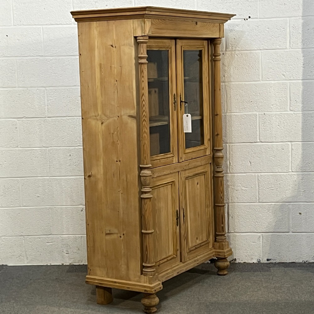 Large Tall Partly Glazed Antique Pine Display Cabinet View III
